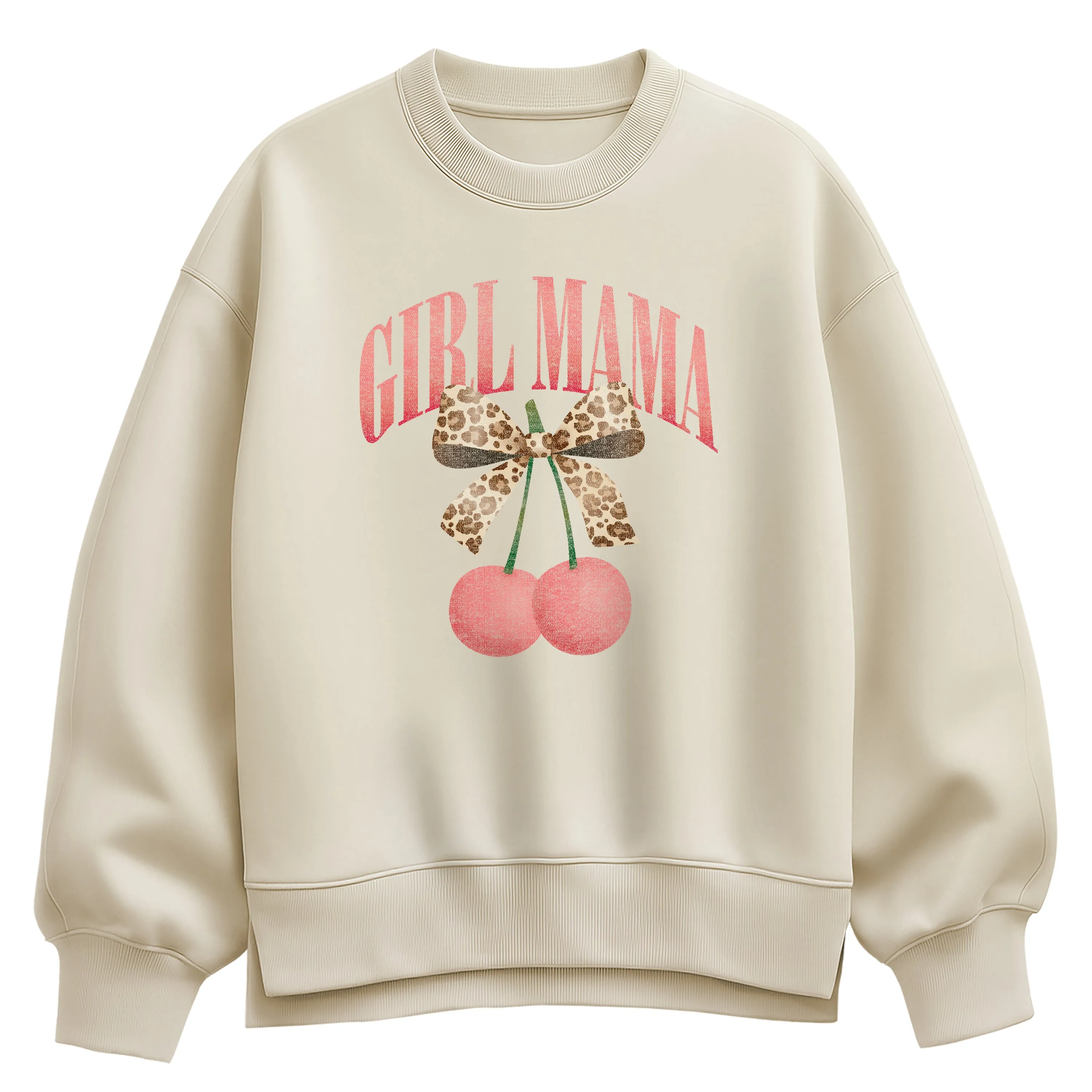 Instant Message - Girl Mama Cherries - Women's Oversized Fleece Crew Sweatshirt sold by Zulily product image thumbnail 2