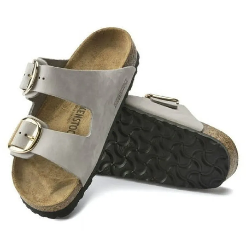 Birkenstock Unisex Arizona Big Buckle Nubuck Leather Gold Buckle Dove Gray made by Birkenstock
