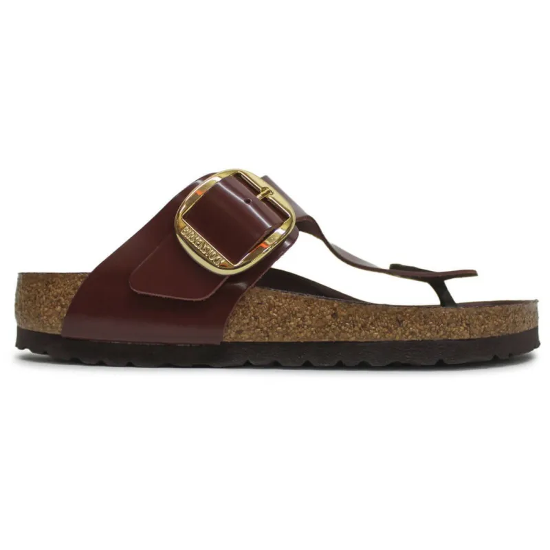 Birkenstock Unisex Gizeh Big Buckle Natural Leather Patent Chocolate sold by Zulily