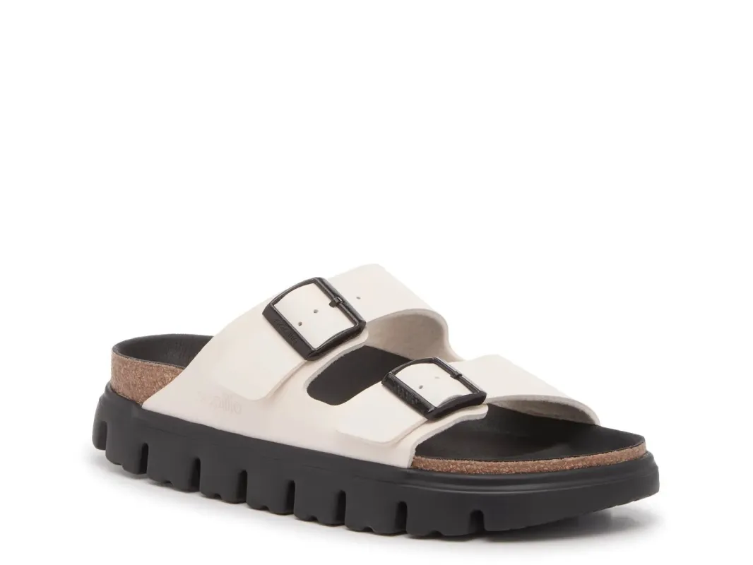 Birkenstock Unisex Arizona Pap Chunky Birko Flor Eggshell / Black made by Birkenstock