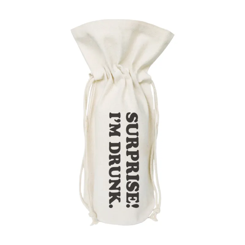 Surprise, I'm Drunk! Cotton Canvas Wine Bag by The Cotton & Canvas Co. sold by Zulily