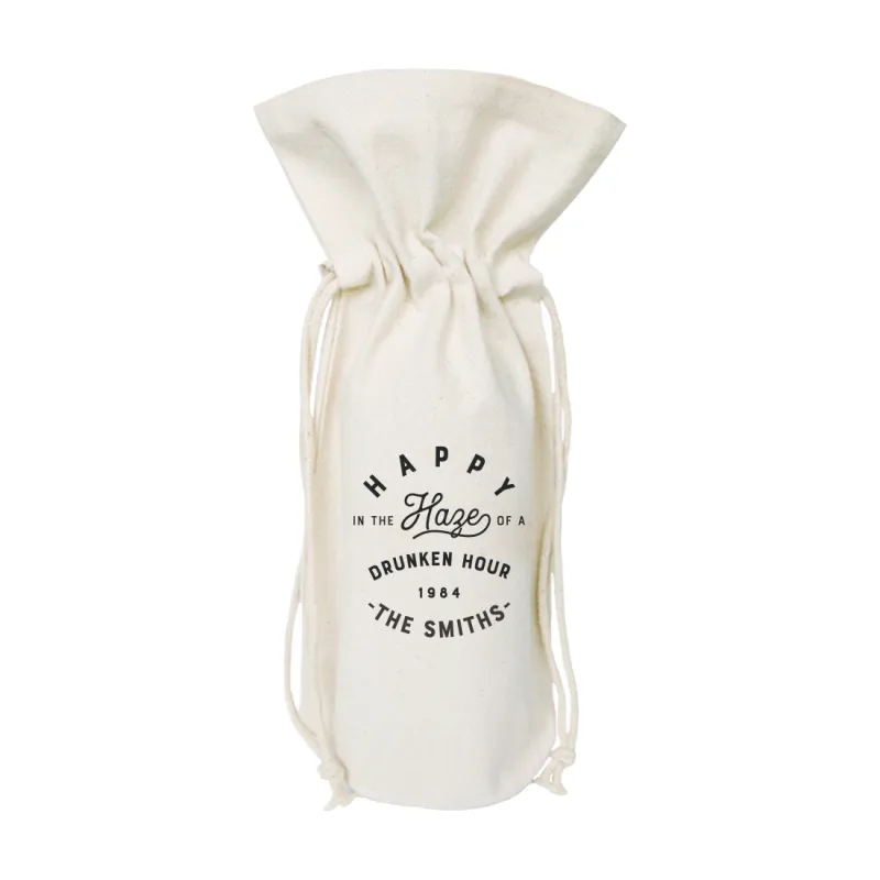Happy in the Haze of a Drunken Hour Cotton Canvas Wine Bag by The Cotton & Canvas Co. sold by Zulily