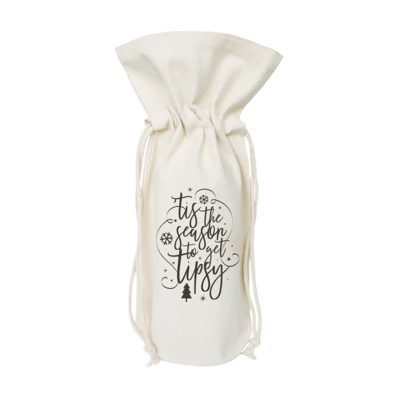 Tis the Season to Get Tipsy Christmas Cotton Canvas Wine Bag by The Cotton & Canvas Co. sold by Zulily
