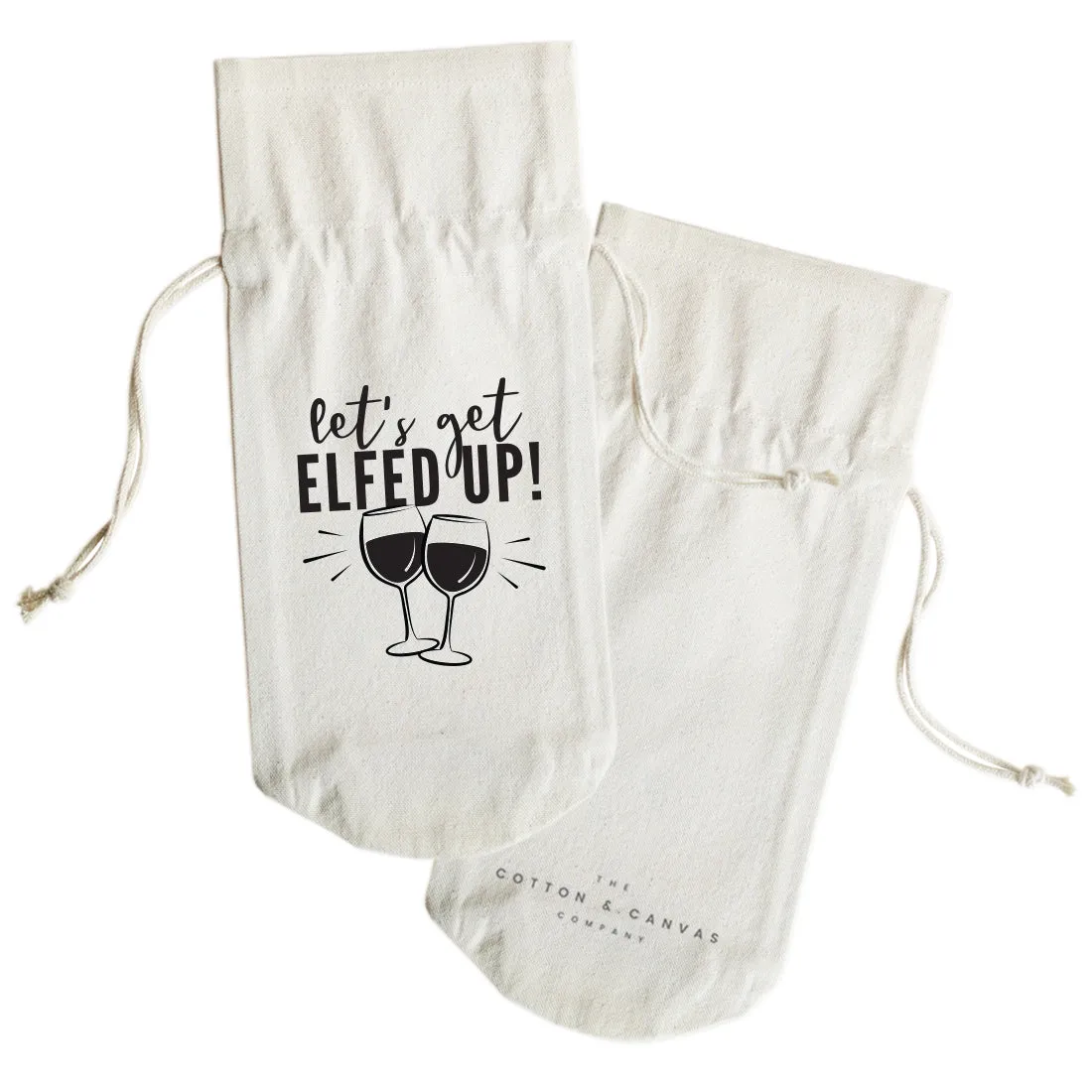 Let's Get Elfed Up! Christmas Canvas Wine Bag by The Cotton & Canvas Co. sold by Zulily product image thumbnail 2