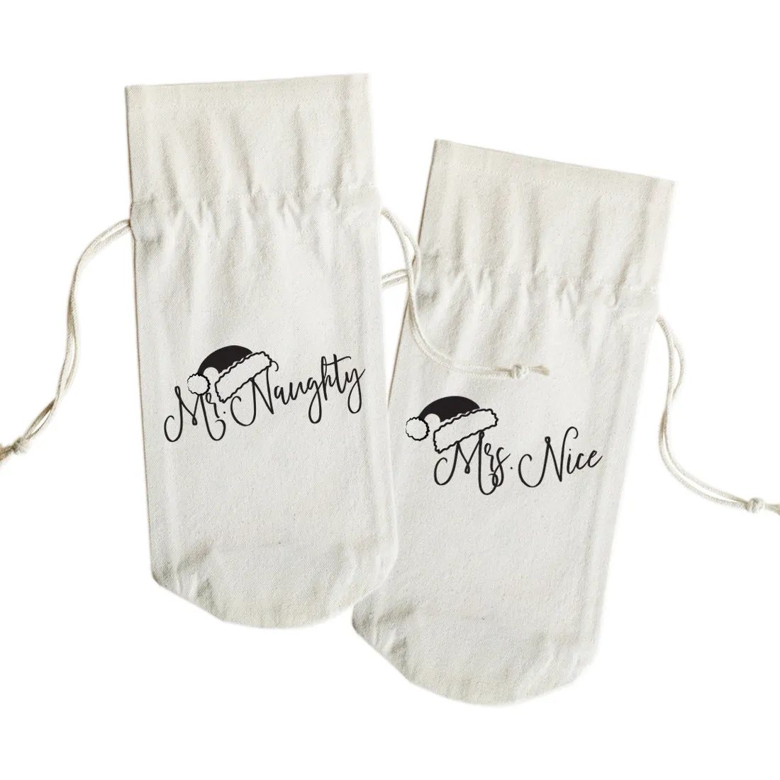 Mr. Naughty and Mrs. Nice Christmas Cotton Canvas Wine Bag, 2-pack by The Cotton & Canvas Co. sold by Zulily product image thumbnail 2