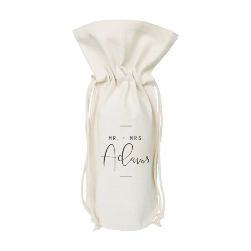 Mr. & Mrs. with Last Name Cotton Canvas Wine Bag by The Cotton & Canvas Co. sold by Zulily