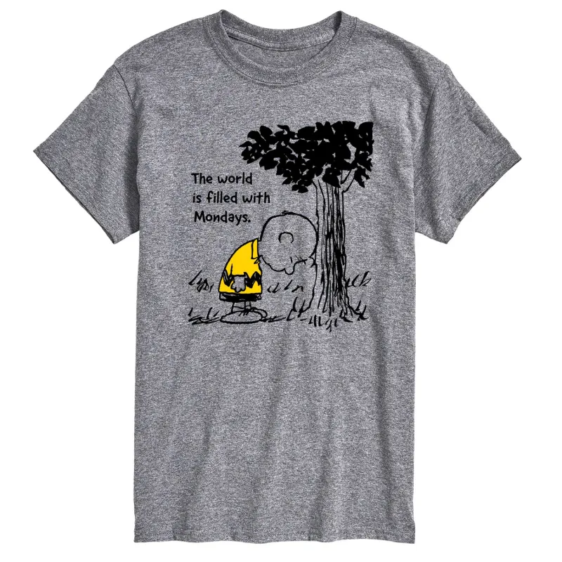 Peanuts - World Filled With Mondays - Men's Short Sleeve Graphic T-Shirt sold by Zulily