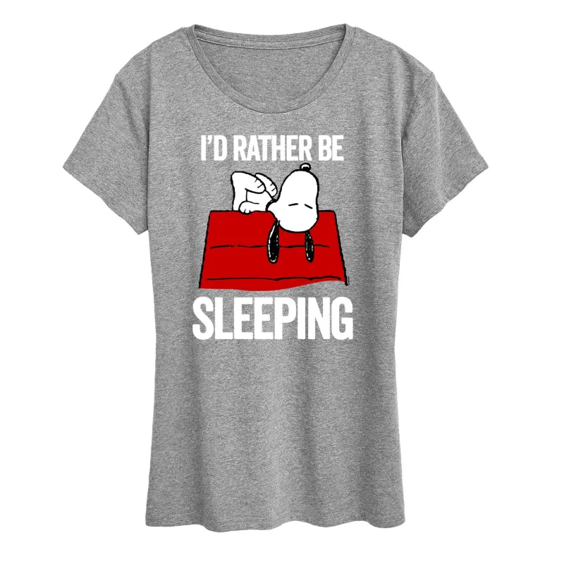 Peanuts - I'd Rather Be Sleeping - Women's Short Sleeve Graphic T-Shirt made by Peanuts