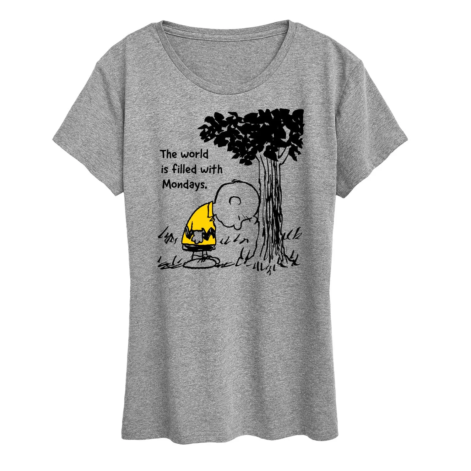 Peanuts - World Filled With Mondays - Women's Short Sleeve Graphic T-Shirt sold by Zulily