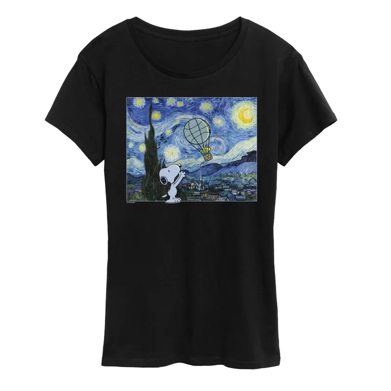 Peanuts - Starry Night - Women's Short Sleeve Graphic T-Shirt sold by Zulily