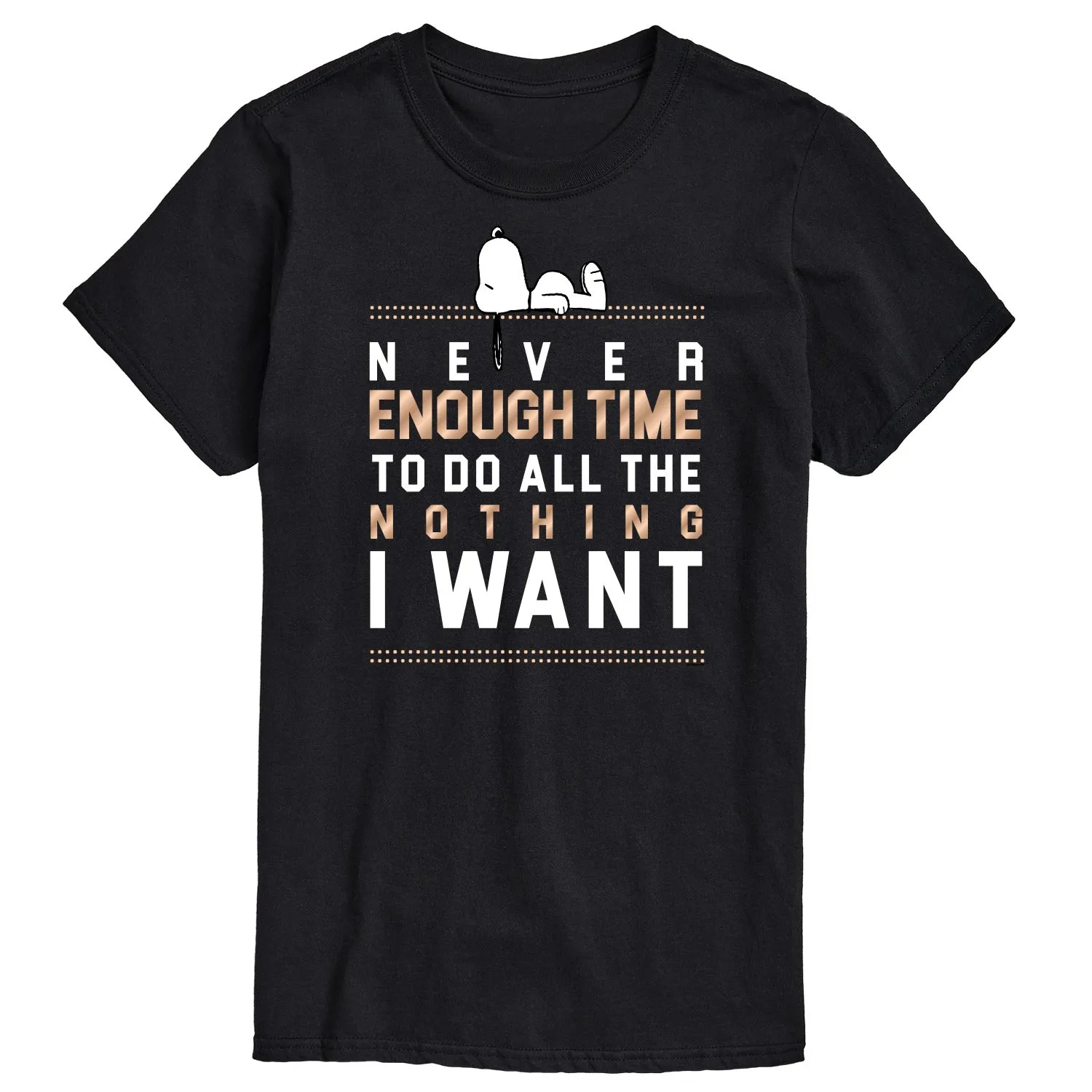 Peanuts - Never Enough Time - Men's Short Sleeve Graphic T-Shirt sold by Zulily