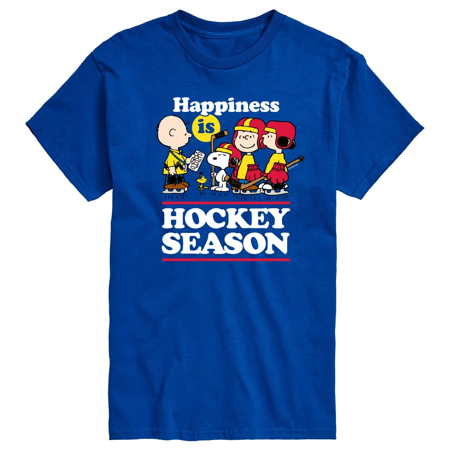 Peanuts - Happiness Is Hockey Season - Men's Short Sleeve Graphic T-Shirt sold by Zulily