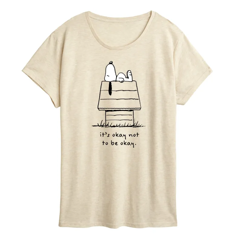 Peanuts - Snoopy Okay Not To Be Okay - Women's Short Sleeve Graphic T-Shirt sold by Zulily