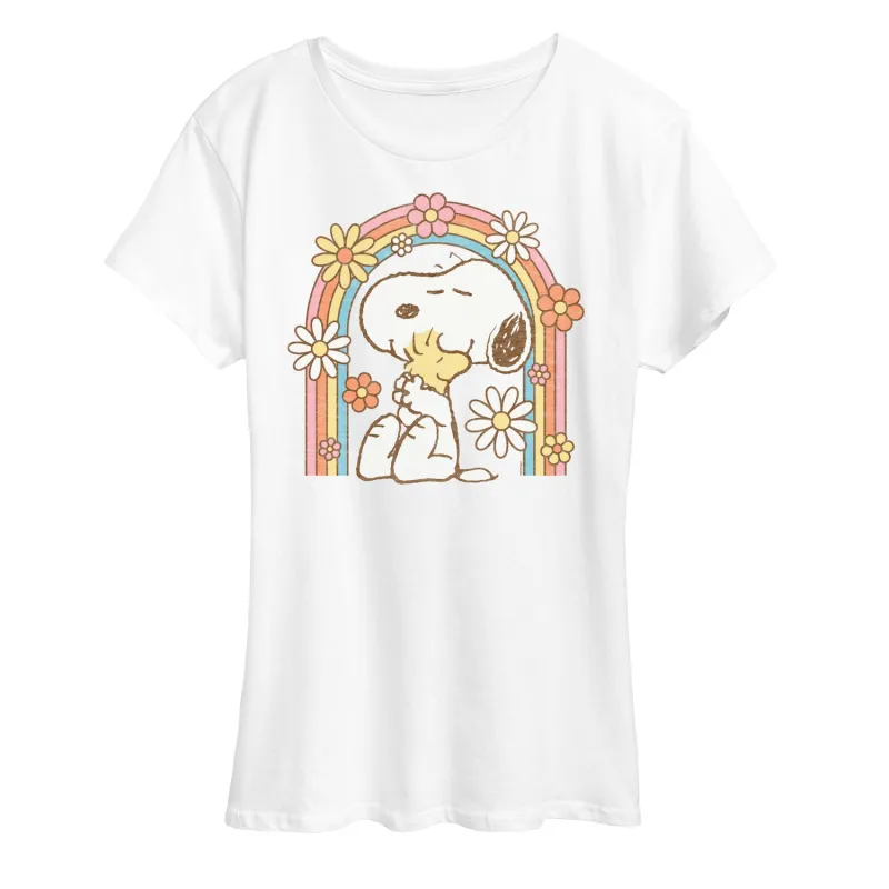 Peanuts - Retro Flower Rainbow - Women's Short Sleeve Graphic T-Shirt made by Peanuts