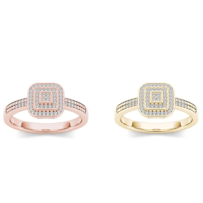De Couer 10k Gold 1/6ct TDW Diamond Halo Ring sold by Zulily