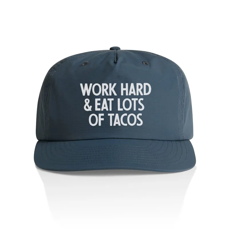 Frankie Jean Work Hard & Eat Tacos Nylon Snapback made by Zulily