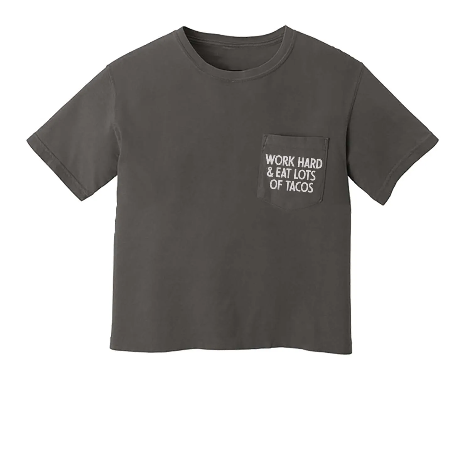 Frankie Jean Work Hard & Eat Lots of Tacos Crop Pocket Tee sold by Zulily product image thumbnail 4
