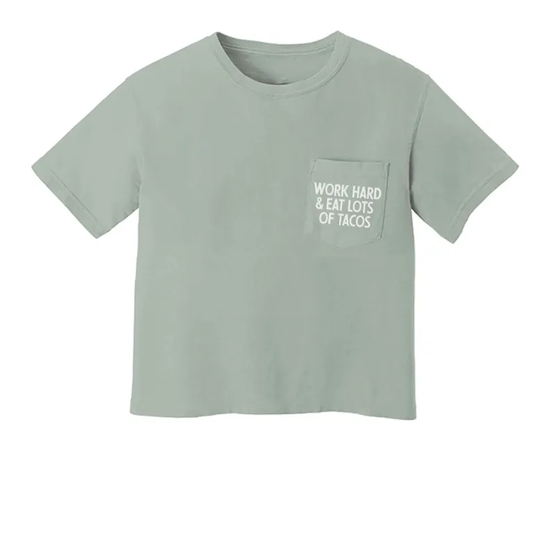 Frankie Jean Work Hard & Eat Lots of Tacos Crop Pocket Tee made by Zulily