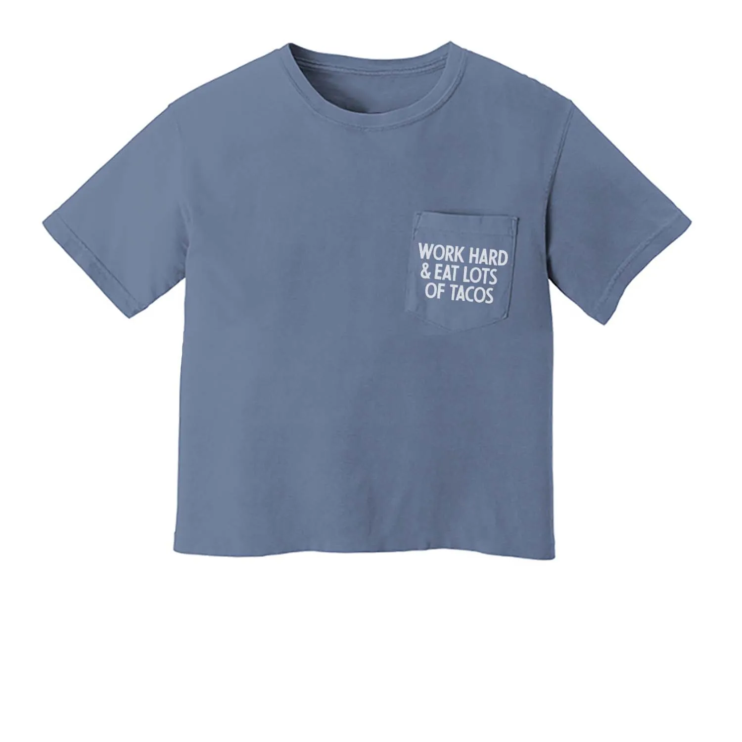 Frankie Jean Work Hard & Eat Lots of Tacos Crop Pocket Tee sold by Zulily product image thumbnail 2