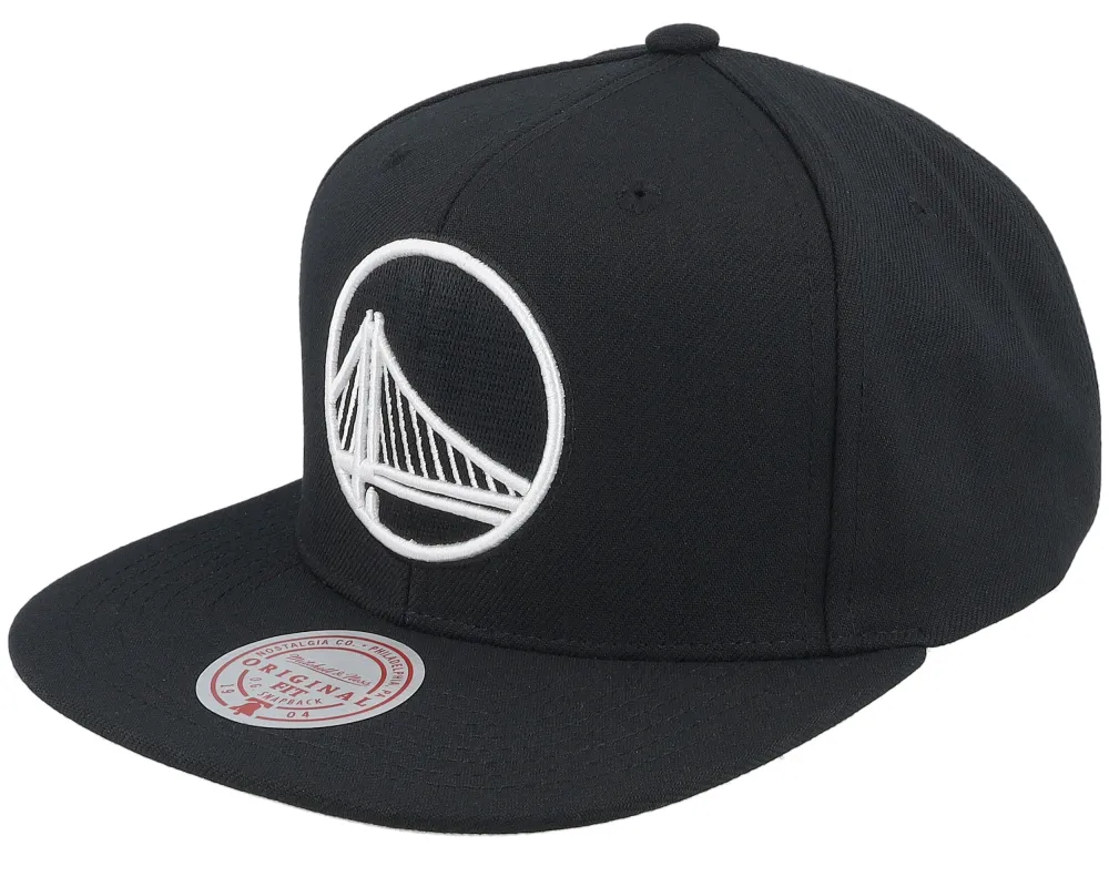 Mitchell & Ness Men's NBA Evergreen Black White Snapback Warriors Snapback Caps sold by Zulily