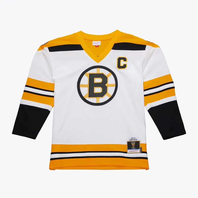 Mitchell & Ness Men's NHL White Jersey Bruins 1973 Johnny Bucyk Jerseys made by Mitchell & Ness