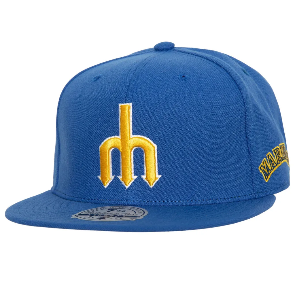 Mitchell & Ness Men's MLB Bases Loaded Fitted Coop Mariners Fitted Caps sold by Zulily