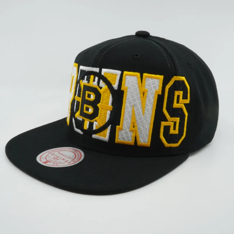 Mitchell & Ness Men's NHL Varsity Bust Snapback Vntg Bruins Black made by Mitchell & Ness