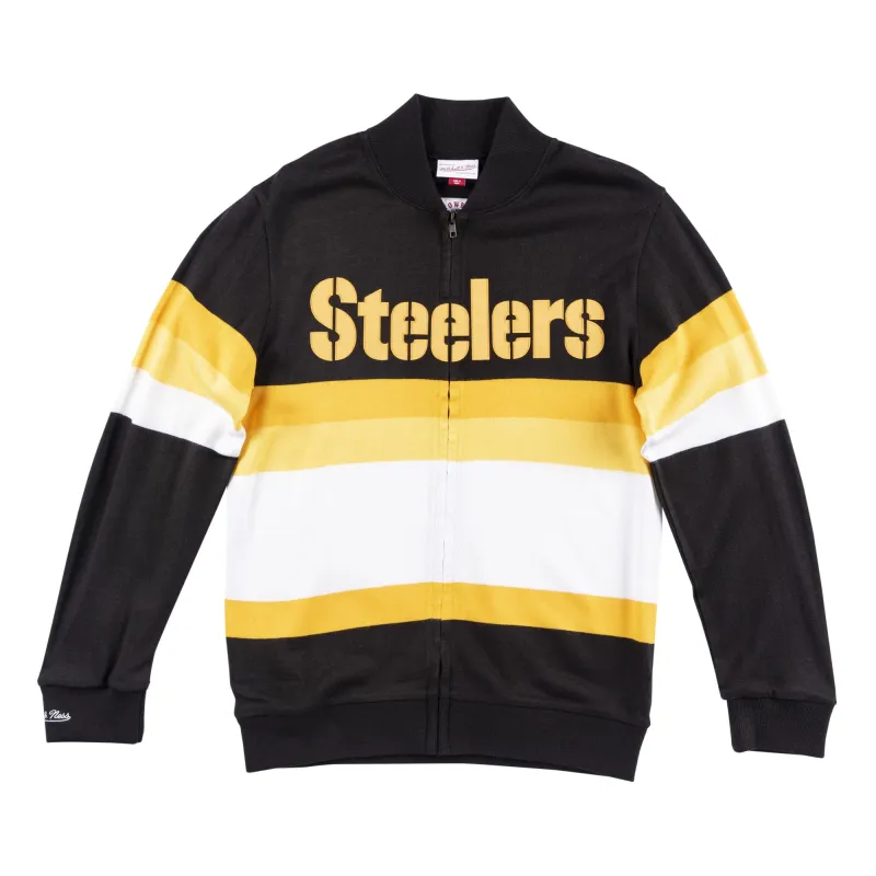 Mitchell & Ness Men's NFL Front Stripe Full Zip Sweater Pittsburgh Steelers made by Mitchell & Ness