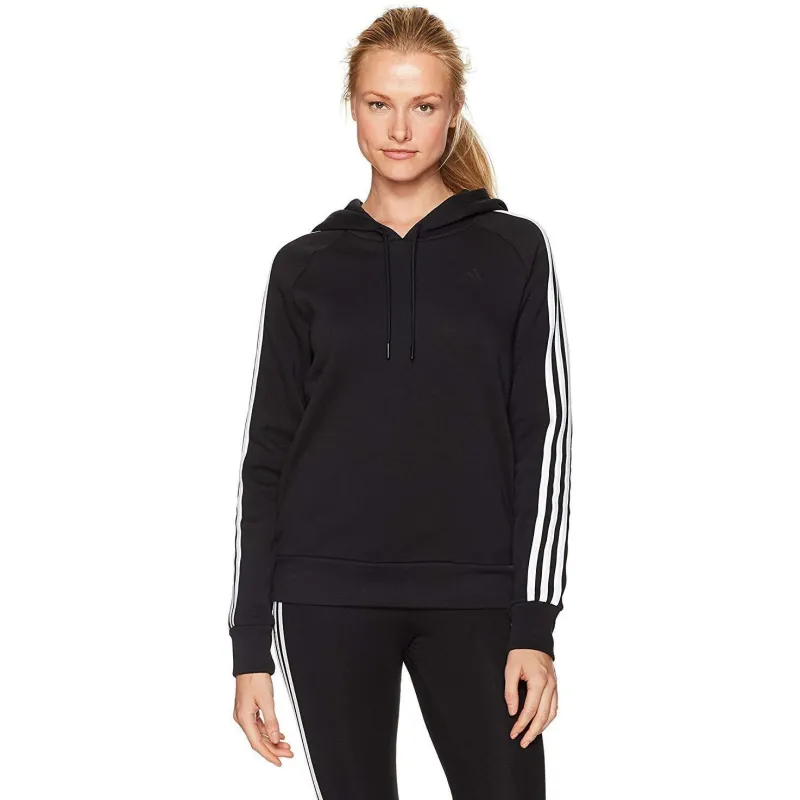 adidas Women's Essential Cotton Fleece 3 Stripe Pullover Hoody made by Adidas