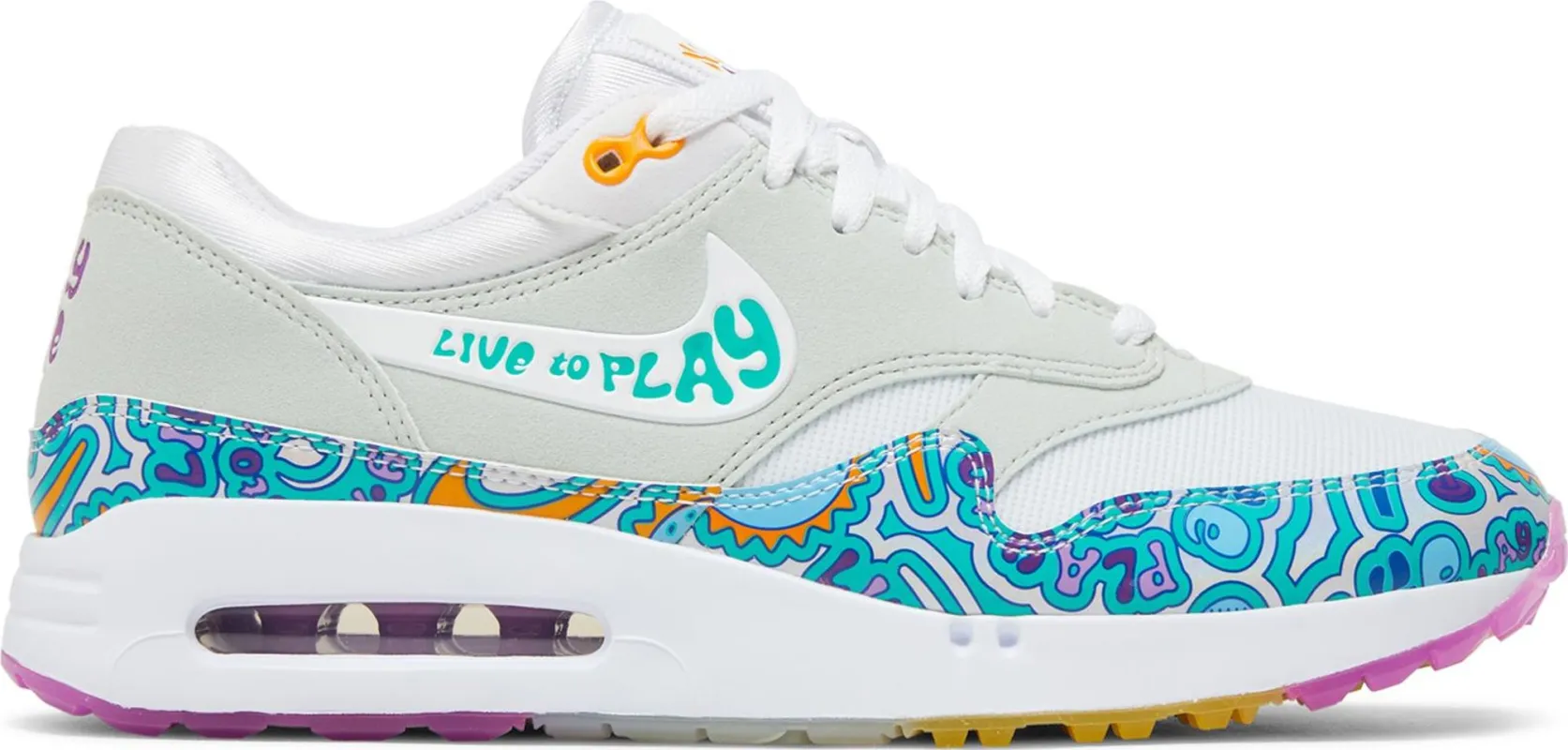 Nike Men's Air Max 1 '86 Og Golf Nrg 'Play To Live' - White/Light Silver/Fuchsia Dream/Clear Jade Sneakers sold by Zulily