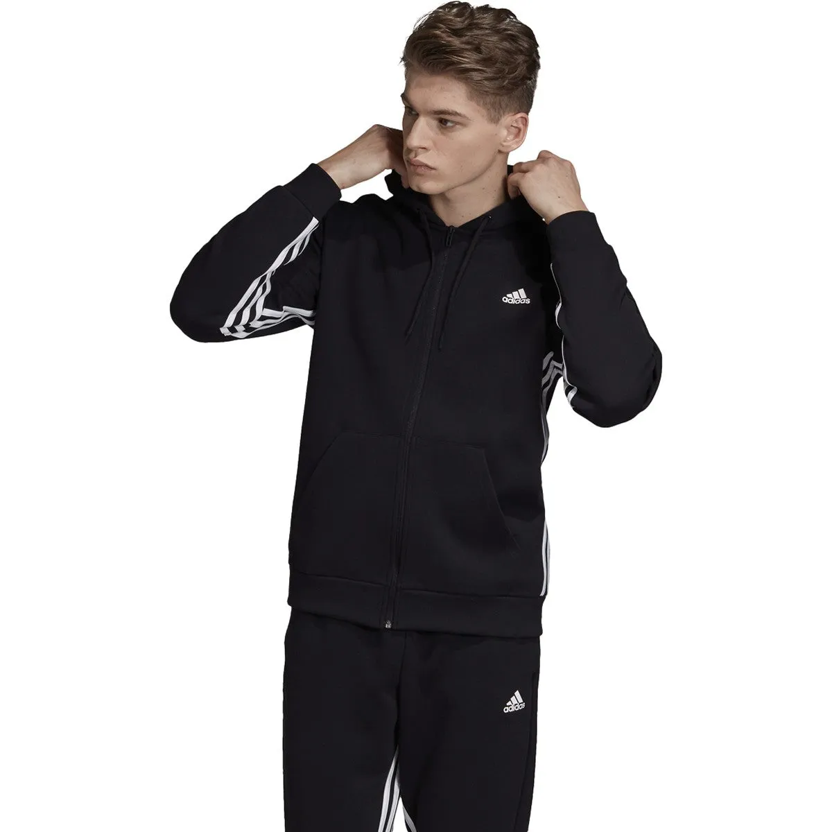 adidas Men's Must Haves 3 Stripe Full Zip Hoodie sold by Zulily product image thumbnail 3