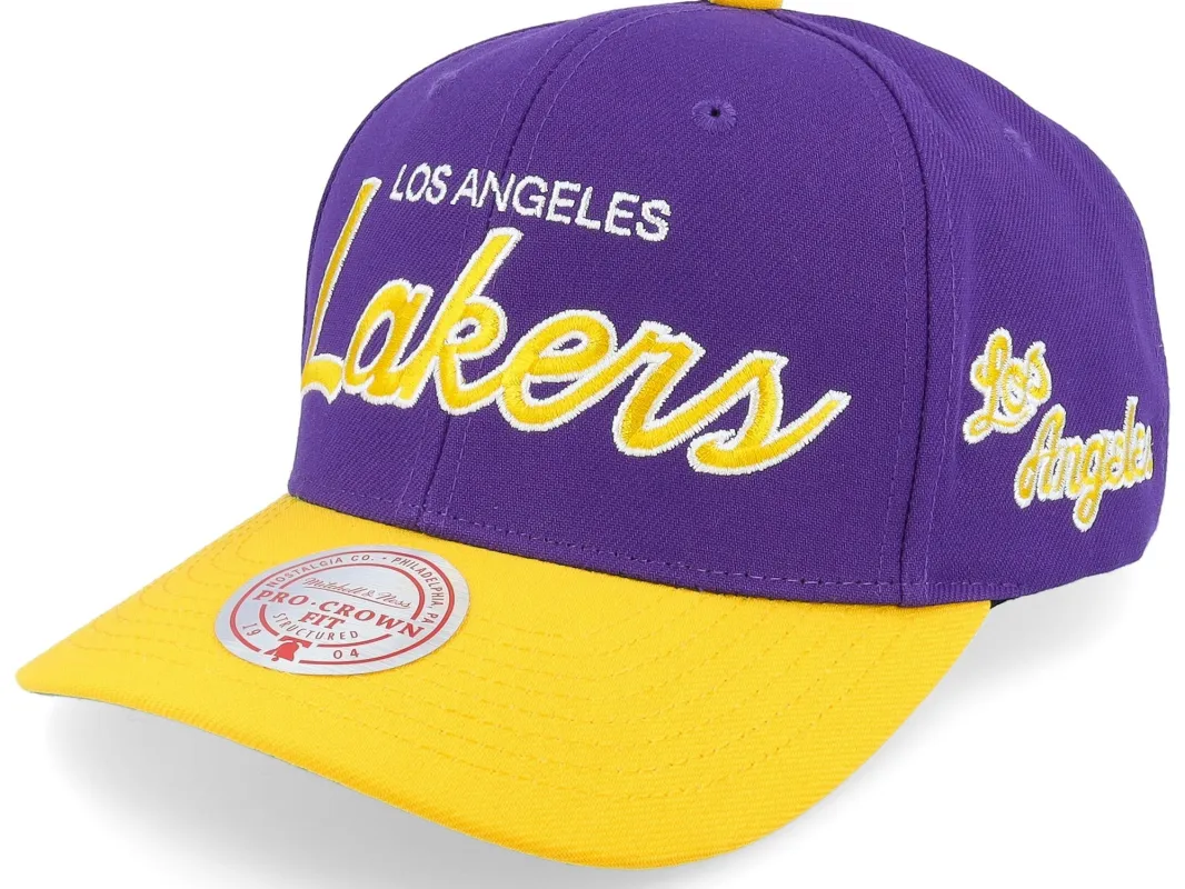 Mitchell & Ness Men's NBA Team Script 2.0 Pro Snapback Hwc Lakers Snapback Caps sold by Zulily