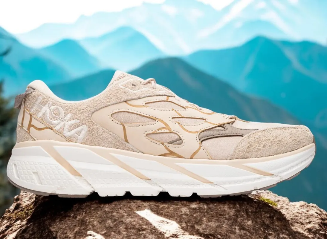 Hoka Men's Clifton L Suede Tp 'Elite Terrain System Oak Sand' Athletic Shoes made by Hoka