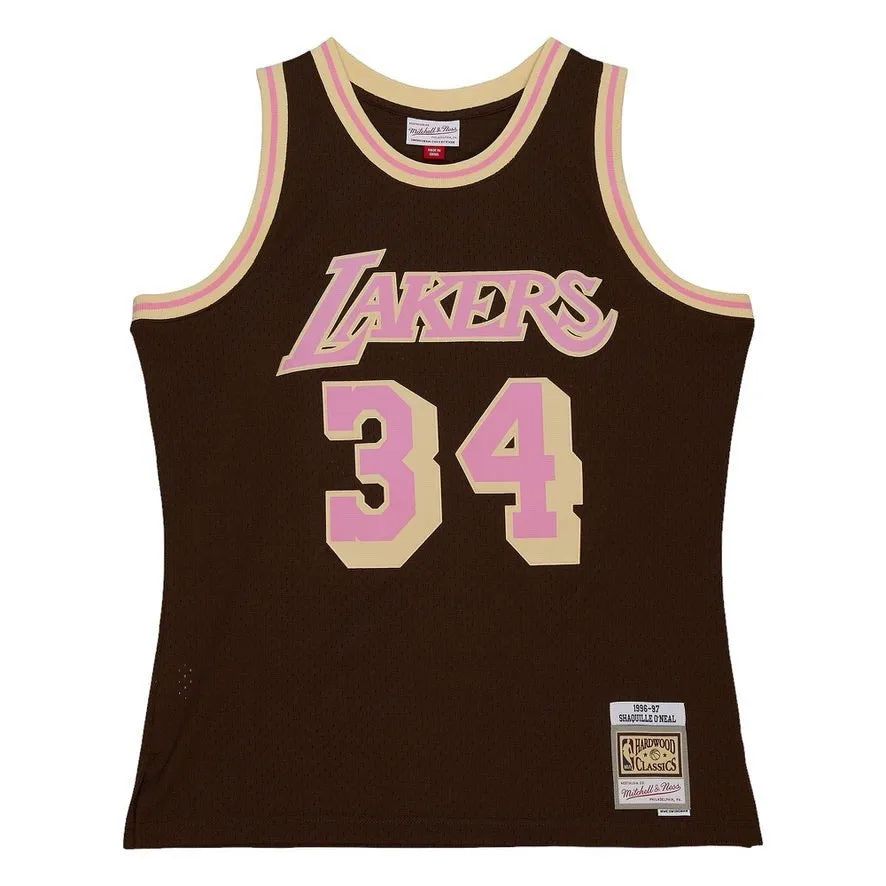Mitchell & Ness Men's Brown Sugar Bacon Swingman Jersey Lakers 1996 Shaq O'Neal Jerseys sold by Zulily