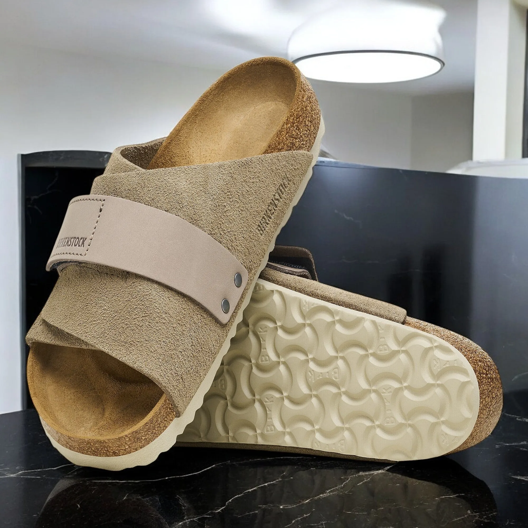 Birkenstock Women's Kyoto 'Nubuck Suede Taupe' Narrow Width Sandals sold by Zulily product image thumbnail 3