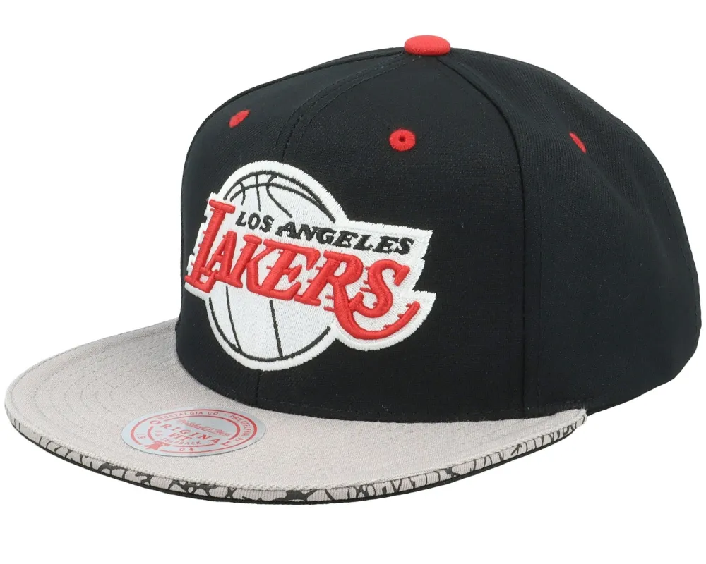 Mitchell & Ness Men's NBA Three Collection Snapback Lakers Black-Grey made by Mitchell & Ness