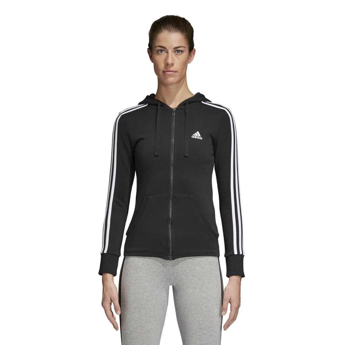 adidas Women's Essentials 3 Stripe Full Zip Hoodie sold by Zulily product image thumbnail 3