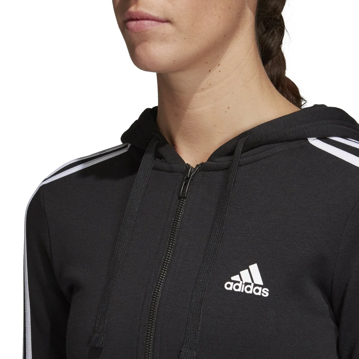 adidas Women's Essentials 3 Stripe Full Zip Hoodie sold by Zulily product image thumbnail 4