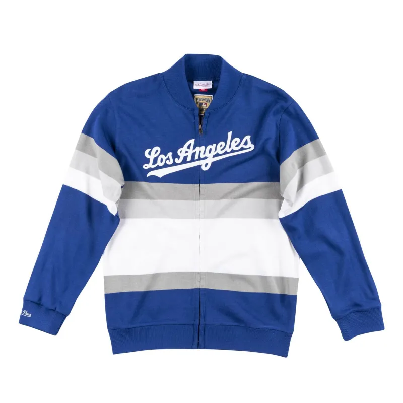 Mitchell & Ness Men's MLB Front Stripe Full Zip Sweater Los Angeles Dodgers made by Mitchell & Ness