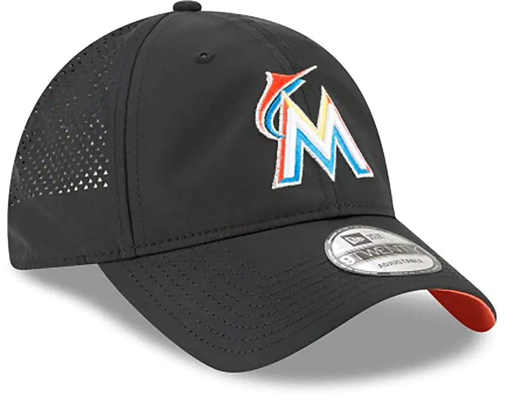 New Era Men's MLB Miami Marlins 920 Perf Piv Hook & Loop Hats made by New Era