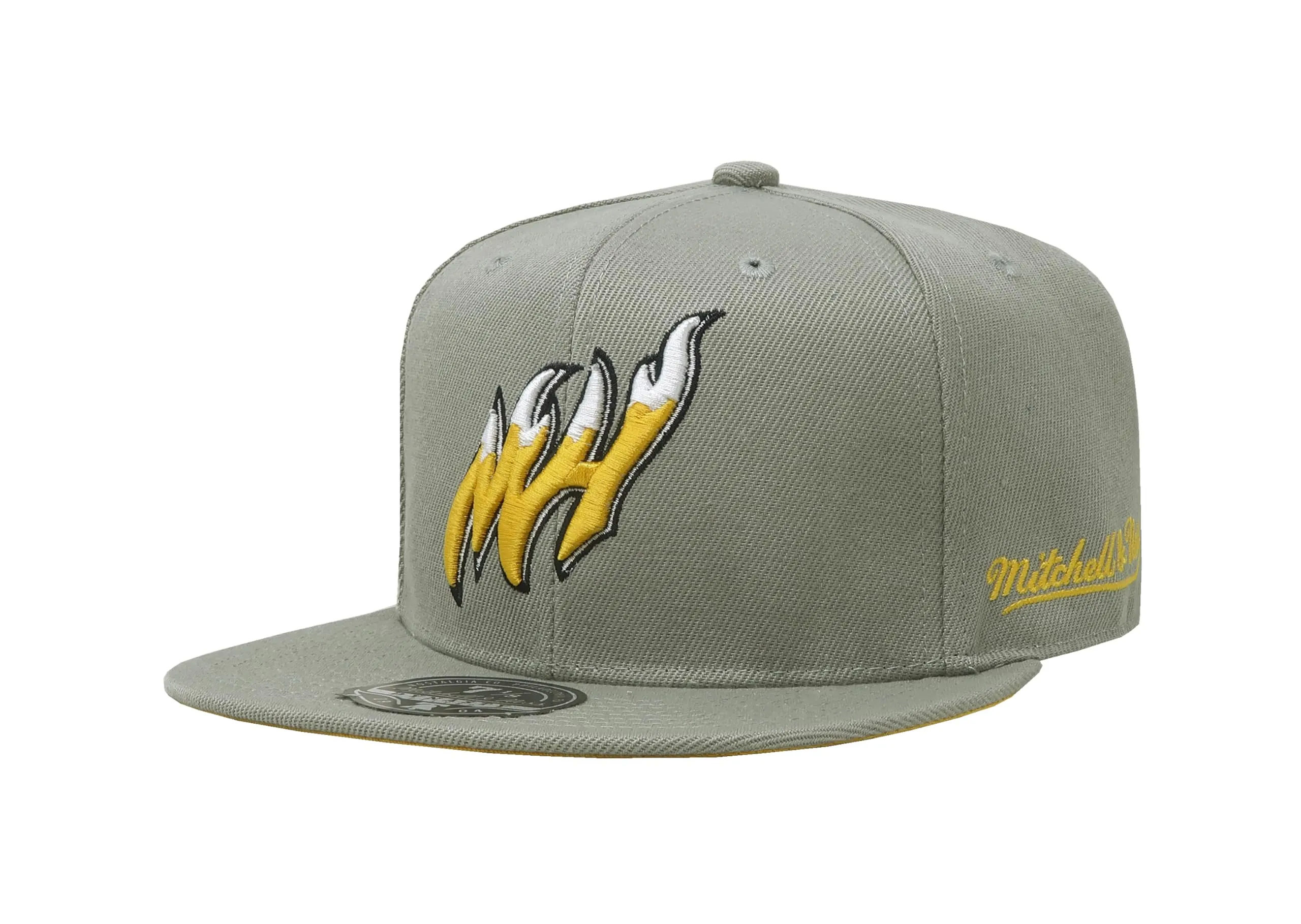 Mitchell & Ness Men's NBA Sunny Gray Fitted Hwc Heat Fitted Caps sold by Zulily