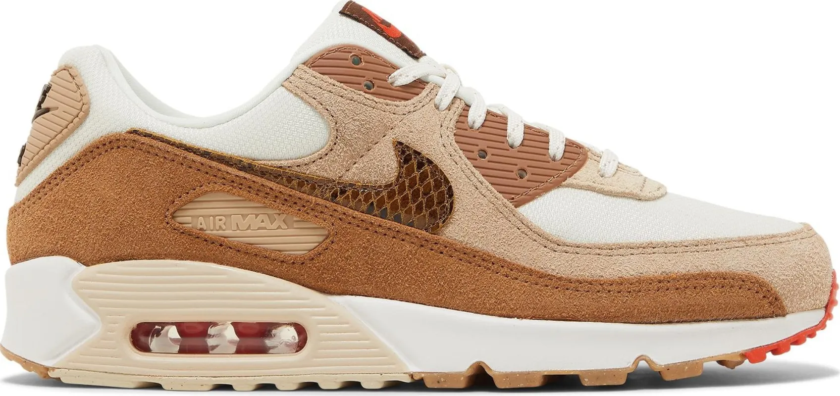 Nike Women's Air Max 90 Se 'Pale Ivory Snakeskin Swoosh' Sneakers made by Nike