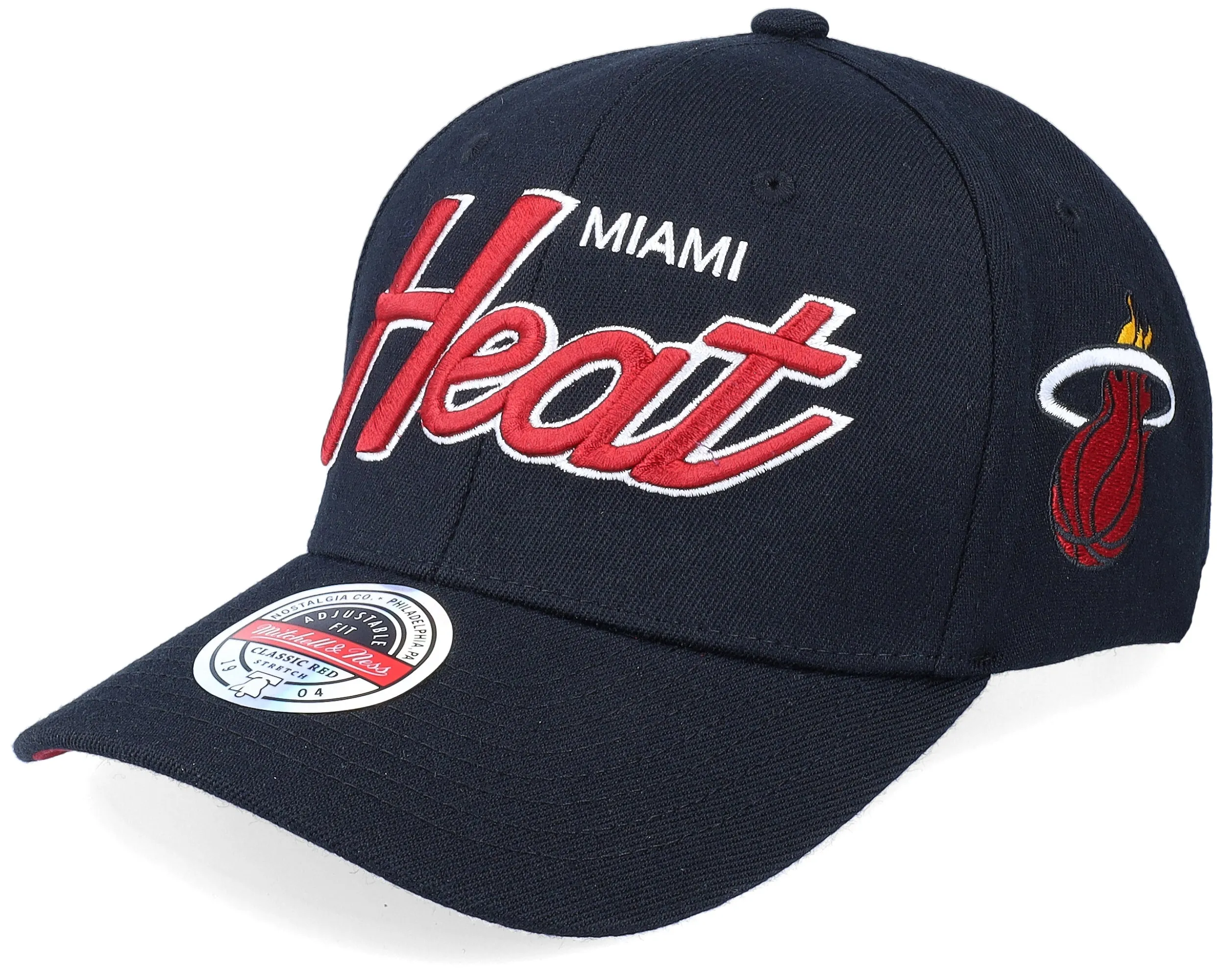 Mitchell & Ness Men's NBA Team Script 2.0 Stretch Snapback Heat Snapback Caps sold by Zulily