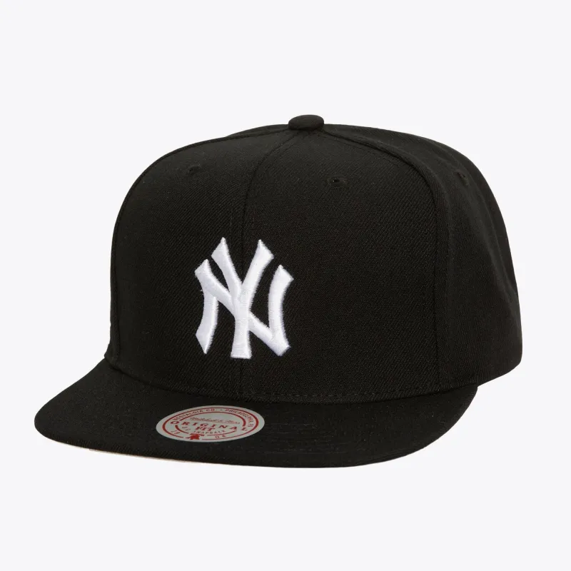 Mitchell & Ness Men's MLB Evergreen Black White Snapback Yankees Snapback Caps made by Mitchell & Ness