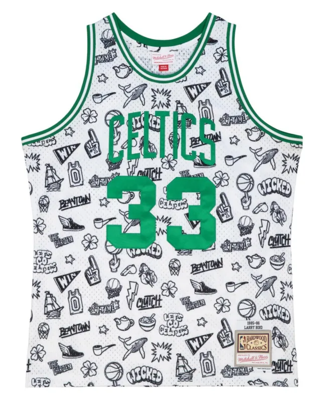 Mitchell & Ness Men's Doodle Swingman Jersey Celtics 1985 Larry Bird Jerseys sold by Zulily