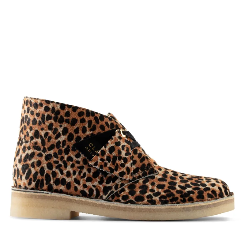 Clarks Women's Desert Boot Leopard Print Pony Booties made by Clarks