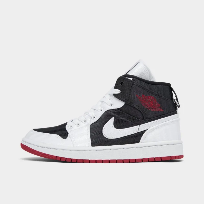 Air Jordan Women's Retro 1 Mid Se Utility 'Canvas White Black Gym Red' Sneakers sold by Zulily