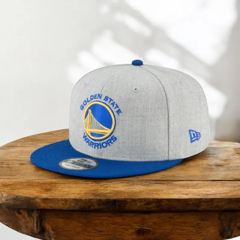 New Era Men's NBA 950 2-Tone Heather Gray Snapback Cap Golden State Warriors Hats made by New Era