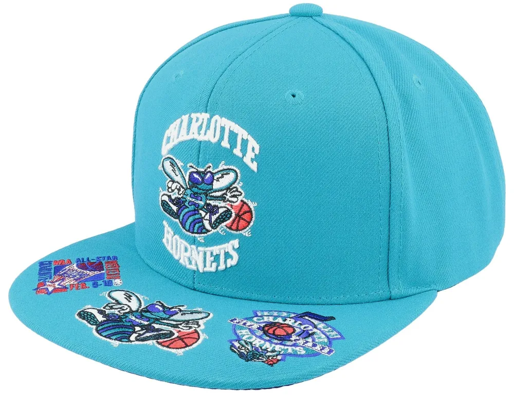 Mitchell & Ness Men's NBA Front Face Snapback Hwc Hornets Snapback Caps made by Mitchell & Ness