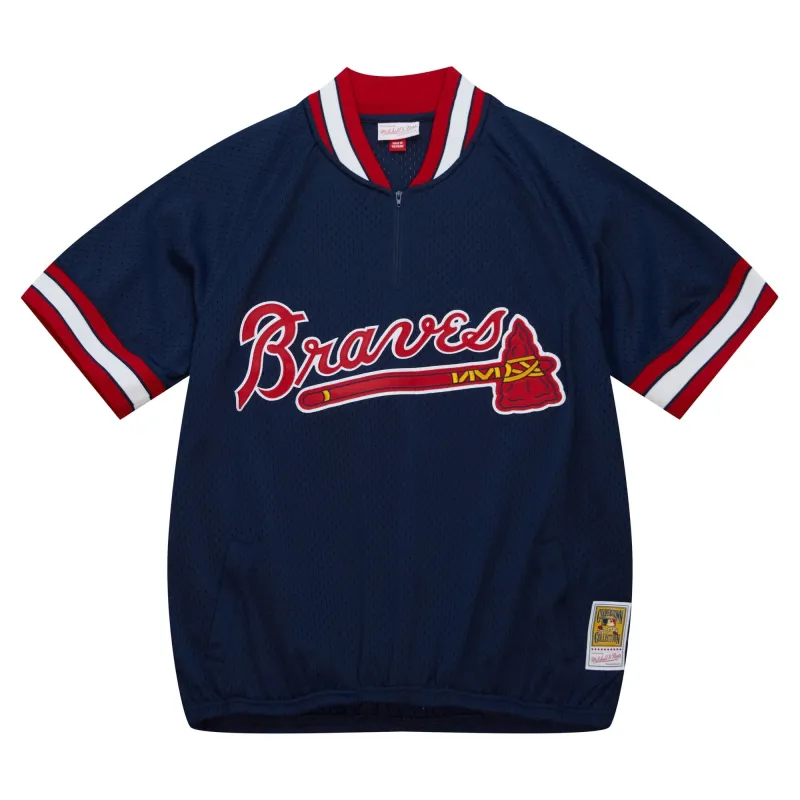 Mitchell & Ness Men's MLB Authentic Bp Jersey - 1/4 Zip Braves 1991 Jerseys made by Mitchell & Ness